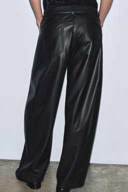ZW COLLECTION BALLOON LEATHER EFFECT TROUSERS - Zara фото 3