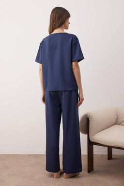 Lacivert Mat Saten Dokuma Pijama Tak?m? THMAW26PT00032 - Trendyolmilla фото 4