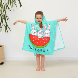 Полотенце-пончо детское махровое Крошка Я Зайчики 60х120см, 100% хлопок, 300гр/м2  фото 5