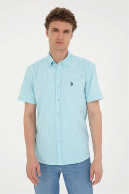 Мужская рубашка зеленого цвета с коротким рукавом Неожиданная скидка в корзине - U.s. polo assn фото 3