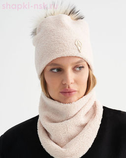 020/1 А шеврон помпон мех трикотаж барашек Колпак женский флис
