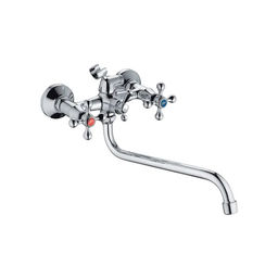 Смеситель для ванны и умывальника "LEDEME" 1/2" кран-букса керамика, нос 30см, латунь L2226