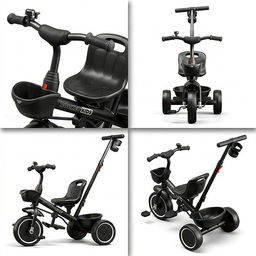 Велосипед трехколесный Rocket 107NEW, колеса EVA 10"/8", цвет черный