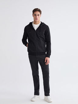 Kap??onlu Erkek Kal?n Fermuarl? Sweatshirt