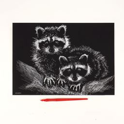 Гравюра Еноты с металлическим эффектом серебро А4 - Школа талантов фото 3