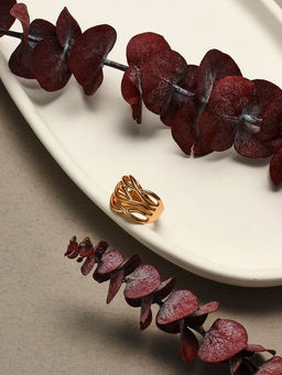 Кольцо металл Тренд тройное переплетение, цвет золото, размер 17 - Qf фото 5