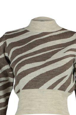 Vizon Zebra Desenli Crop Triko Kazak TWOAW21KZ0010