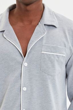 TRENDYOL MAN Lacivert Erkek Regular Fit Ust Biye Detayl? Orme %100 Pamuk Pijama Tak?m? TMNAW22PT1073 - Trendyolmilla фото 5