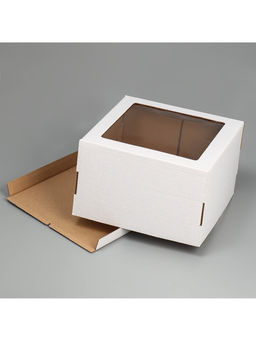 Цена за 5 шт. Коробка для торта с окном Белая 29,5 х 29,5 х 19 см - Дарите счастье фото 4