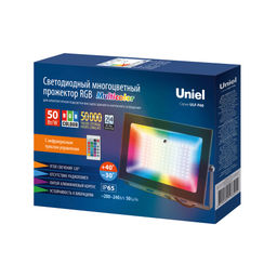 ULF-F60-50W/RGB IP65 200-240В BLACK N1 Прожектор светодиодный. Мультиколор. Пульт ДУ (в/к). Корпус черный. TM Uniel