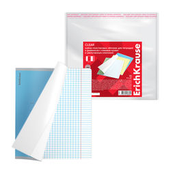 Цена за 1 шт. Набор пласт. обложек ErichKrause Fizzy Clear для тетр. и дневн., с клеевым краем и увеличенным клапаном, 212х395мм, 80мкм (пакет 10 шт.)