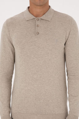 Erkek Slim Fit Polo Yaka Ta_ Melanj Basic Kazak