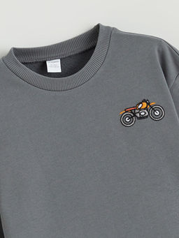 Bisiklet Yaka Nak??l? Erkek ?ocuk Sweatshirt