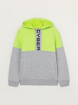 CRB wear/CWJB 62920-36-294 Джемпер модель худи для мальчика, лайм-светло-серый меланж/Ex.Cherubino