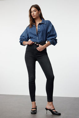 Antrasit Premium Yuksek Bel Skinny Jeans TWOAW25JE00000