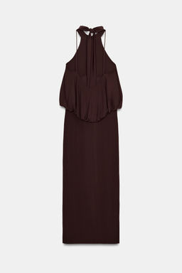 VESTIDO HALTER GLOBO / Marr?n - Zara фото 9