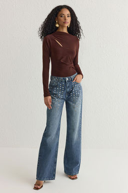 TRENDYOLMILLA K?rm?z? Cut Out/Pencere Detayl? Buzgulu C?tc?tl? Orme TPRSS25BD00000  фото 2