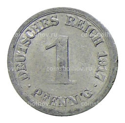 Монета 1 пфенниг 1917 года F Германия