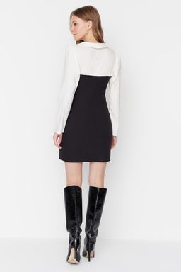 TRENDYOLMILLA Siyah Vucudu Saran Gomlek Yaka Mini Dokuma Elbise TWOAW23EL00611 фото 10