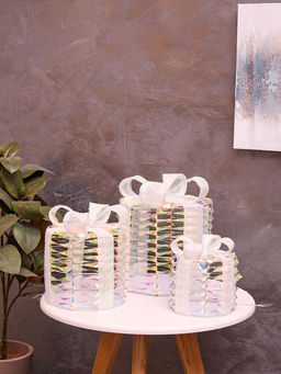 Фигура световая «Подарки цилиндр серые», 25×20×15 см, 90 LED, батарейки ААх8 (не в компл.), свечение тёплое белое