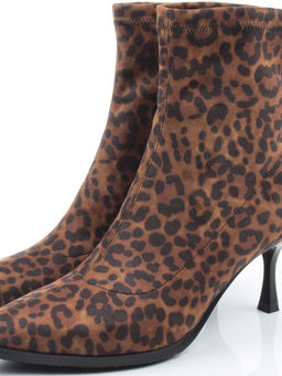 01-H26B-42PC BROWN LEOPARD Ботильоны демисезонные женские (велюр)