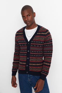 Lacivert Slim Fit Yunlu V Yaka Jakarl? Triko H?rka TMNAW20HI0029 - Trendyolmilla фото 3