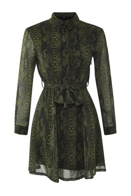 TRENDYOLMILLA Cok Renkli Kusakl? Animal Desenli Belden Ac?lan Astarl? Mini Sifon Dokuma Elbise TWOAW25EL00161 фото 10