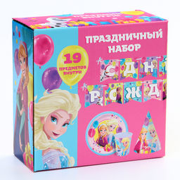 Набор одноразовой посуды, на 6 персон «С днем рождения!», Холодное сердце