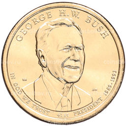 Монета 1 доллар 2020 года (D) США 41-й президент США Джордж Герберт Уокер Буш
