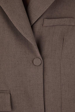 Limited Edition Bej Vucuda Oturan/Fitted Dokuma Blazer Ceket TWOAW26BC00020 - Trendyolmilla фото 7