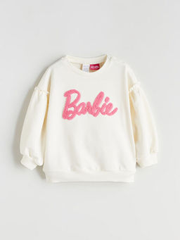 Bisiklet Yaka Barbie Bask?l? K?z Bebek Sweatshirt ve Tayt 2li Tak?m