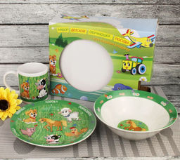 Набор Домашние животные 3пред (тарелка 19см, миска 18см, кружка 240мл) в под. уп. арт. MFK04005 /МФК/  фото 11