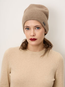 Шапка из кашемира 15-14-019-0C капучино