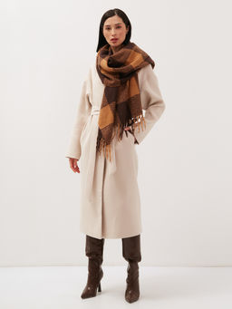 в составе шерсть Большой, мягкий, теплый двусторонний палантин с принтом. - Tantino фото 2