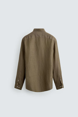 CAMISA REGULAR FIT LINO - LYOCELL / Khaki - Zara фото 8