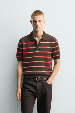 POLO PUNTO JACQUARD RAYAS / Marr?n - Zara фото 11