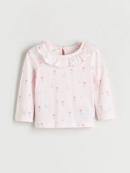 Bisiklet Yaka ?i?ekli K?z Bebek Ti??rt