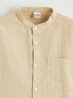 Hakim Yaka Keten Kar???ml? Erkek ?ocuk G?mlek