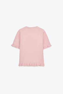 KNIT SHORT SLEEVE SWEATER WITH RUFFLES - Zara фото 6