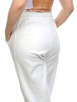 M037 WHITE Брюки спортивные женские на флисе (100% хлопок) 7986 - Fashion фото 5