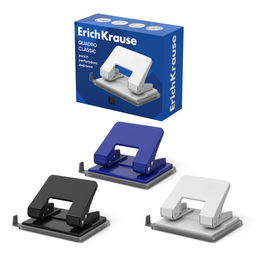 АКЦИЯ Цена за 12 шт. Дырокол ErichKrause Quadro Classic до 20 листов, ассорти (в коробке по 1 шт.)