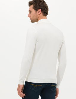 Базовый трикотажный свитер узкого кроя цвета экрю в клетку Fisherman - Cacharel фото 5