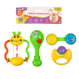 Погремушки «Звонкая радость», от 3 мес., 4 шт., Крошка Я, МИКС