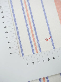 Холст полотенечный Узкая полоска цв.лососевый/синий, ш.0.5м, лен-30%, хл-70%, 140гр/м.кв - Купава фото 5