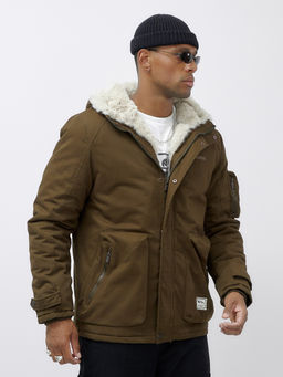 Куртка молодежная мужская зимняя с мехом темно-коричневого цвета 2611TK - Mtforce фото 3