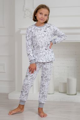 Пижама детская из интерлока Потешка котик серый - Амадэль фото 4