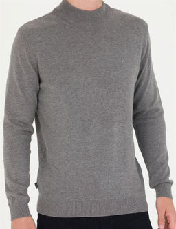 Gri Melanj Slim Fit Yar_m Bal_k__ Yaka Basic Triko Kazak - Pierre cardin фото 6