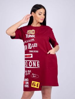 Платье "Фрида" бордо, футер с лайкрой