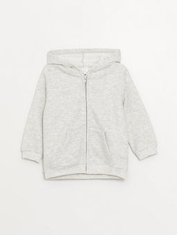 Kap??onlu Uzun Kollu K?z Bebek Fermuarl? Sweatshirt
