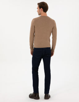 Lacivert Slim Fit Pamuk Kar___ml_ Jean Pantolon